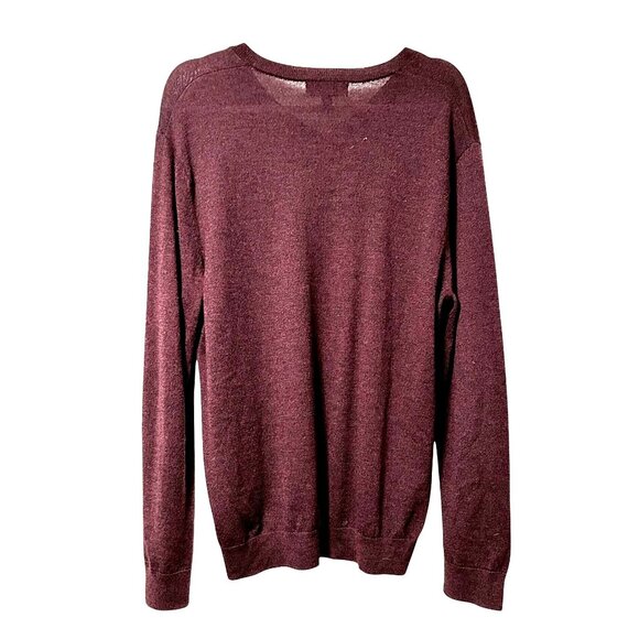 Banana Republic Mens Merino Wool V-Neck Sweater Large Burgundy Maroon Classic - Picture 5 of 10